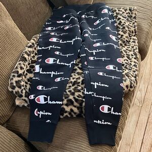 Champion Kids Black Logo Sweatpants